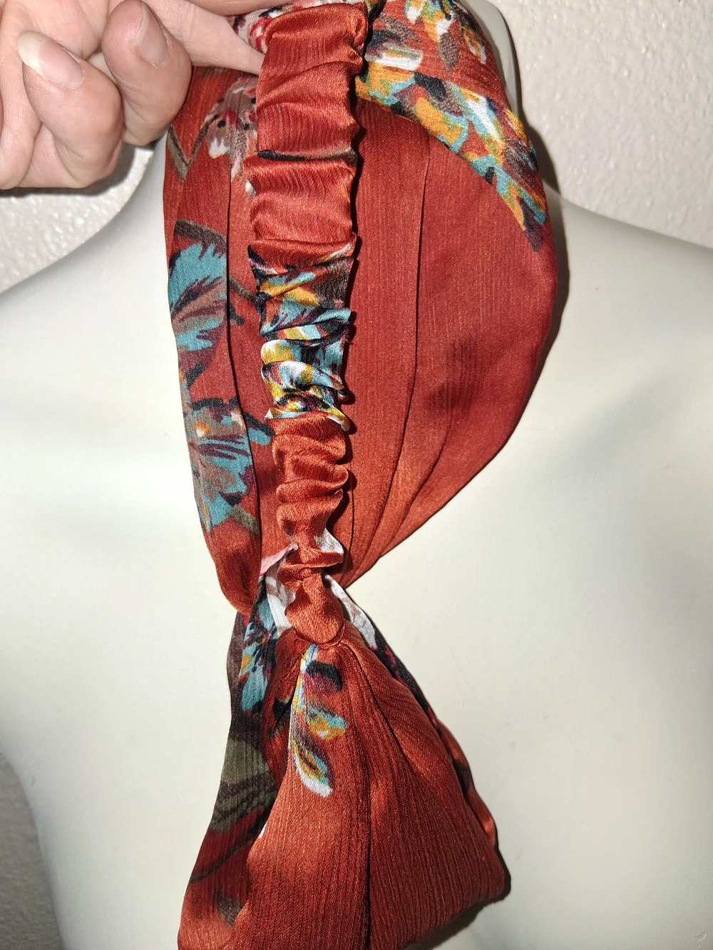Lightweight Floral Yoga Headband Hairwrap in Rust Color